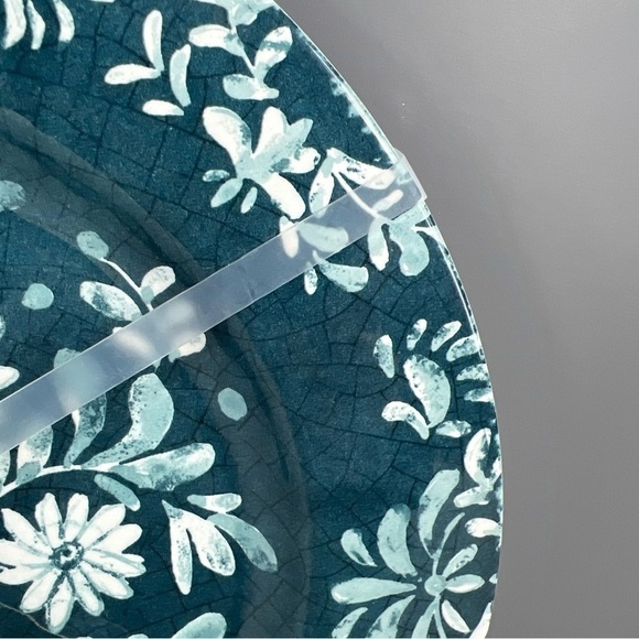 Shabby Chic Melamine Salad Plates Blue White Floral Spring 8.5" Set of 4 NEW - Picture 3 of 5